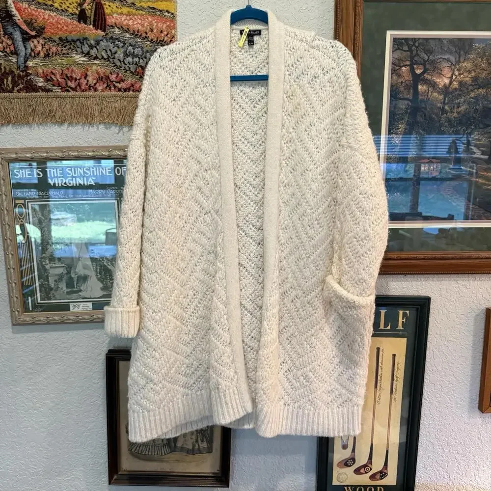NWT Eileen Fisher Organic Cotton Fluff High Collar Cardigan Size XL‎ $208 NEW